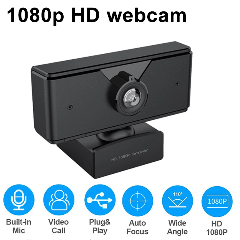 

HD 1080P Webcam Free Drive USB Built-in Noise Reduction Mic Video Calling Living Streaming PC Camera ND998