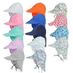 0-5 Years Summer New Baby Sun Hat Children Outdoor Neck Ear Cover Anti UV Protection Beach Caps Kids Boy Girl Swimming Flap Cap