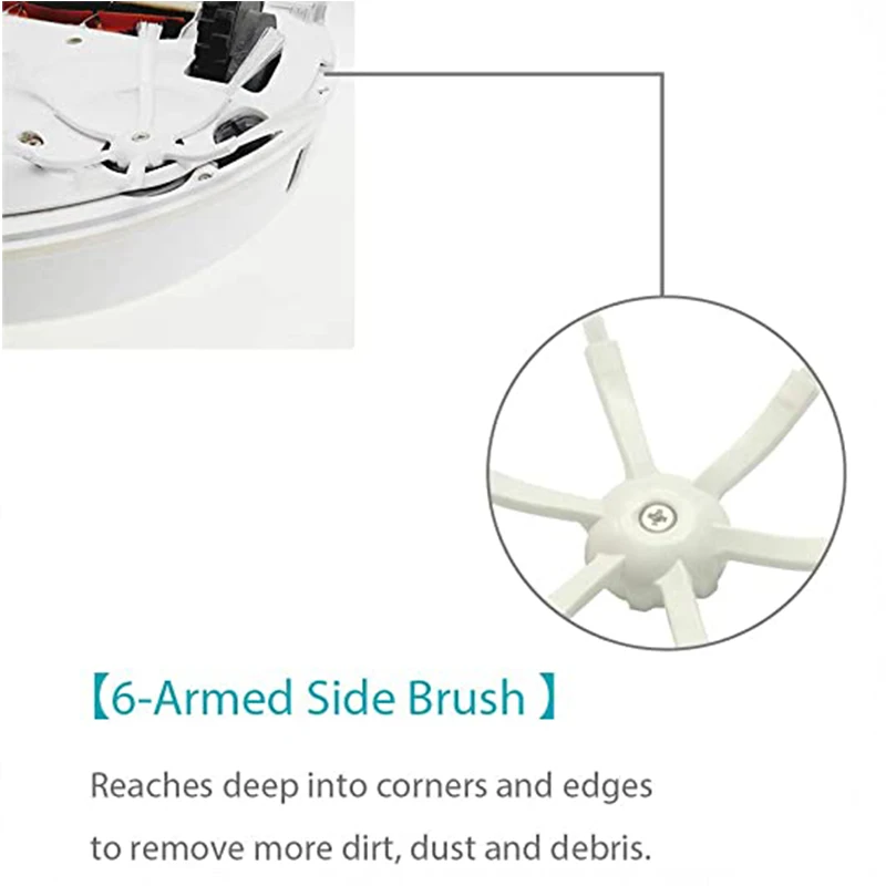 Sikat samping 6 lengan untuk pembersih vakum Robot Xiaomi Roborock S7 Maxv Ultra / S7 / S7 Maxv / S7 Max / T7S / T7S + / S6 MAX / S5 MAX