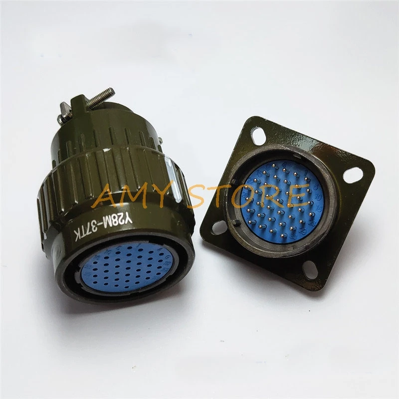 Y2M-19TK Y28M-4/7/8/10/12/14/19/24/32/37 Pins Cylindrical Circular Connector Army Green Aviation Plug Socket