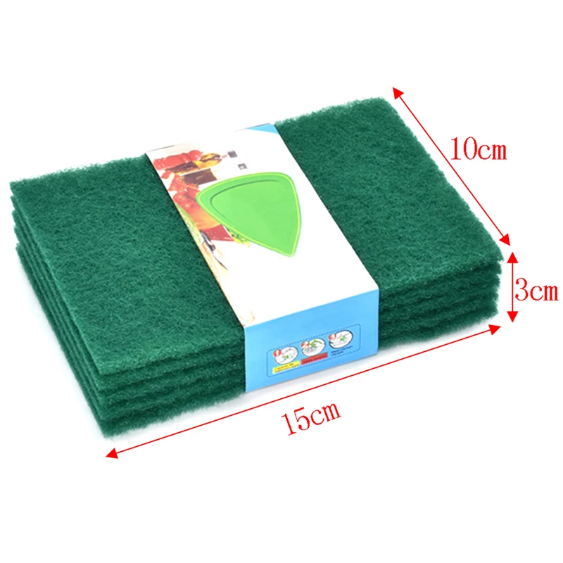 5pcs Scouring Pads Cleaning Cloth Dish Towel Green Home Scour Scrub Set