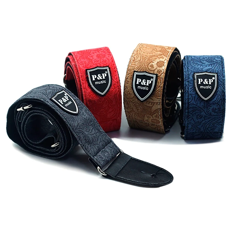 Men Women Guitar Shoulder Strap Universal Vintage Adjustable Denim Cotton Belt For Acoustic Electric Bass Guitars