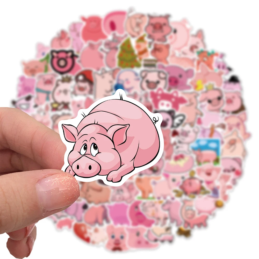 10/30/50/100PCS Kawaii Pink Pig Cute Stickers Cartoon Animal Decals DIY Toy Skateboard Laptop Phone Suitcase Helmet Kids Sticker