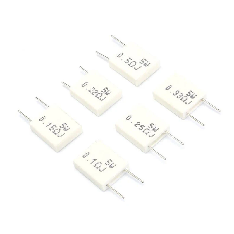 10pcs BPR56 5W 0.01 0.05 0.1 0.15 0.22 0.25 0.33 0.5 ohm Non-inductive Ceramic Cement Resistor 0.1R 0.15R 0.22R 0.25R 0.33R 0.5R