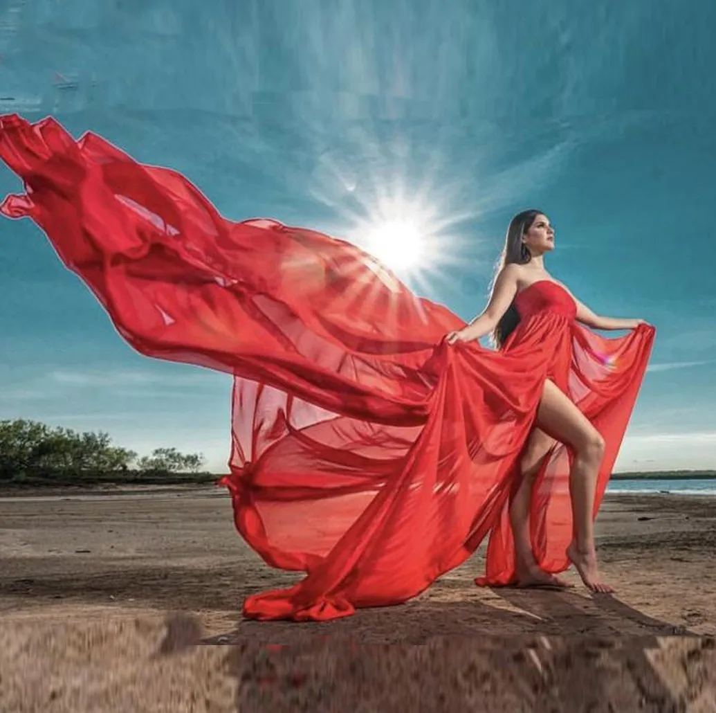 Vestido De noche Sexy con tren largo, traje rojo sin tirantes para fiesta De graduación, con abertura alta para fotografía, 2024