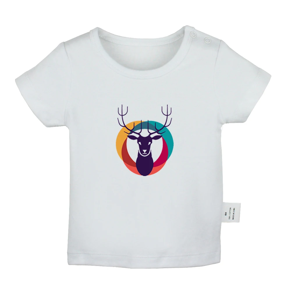 Christmas Reindeer Retro Elk Deer FAMOUS STARS Symbol Newborn Baby T-shirts Toddler Graphic Solid Color Short Sleeve Tee Tops