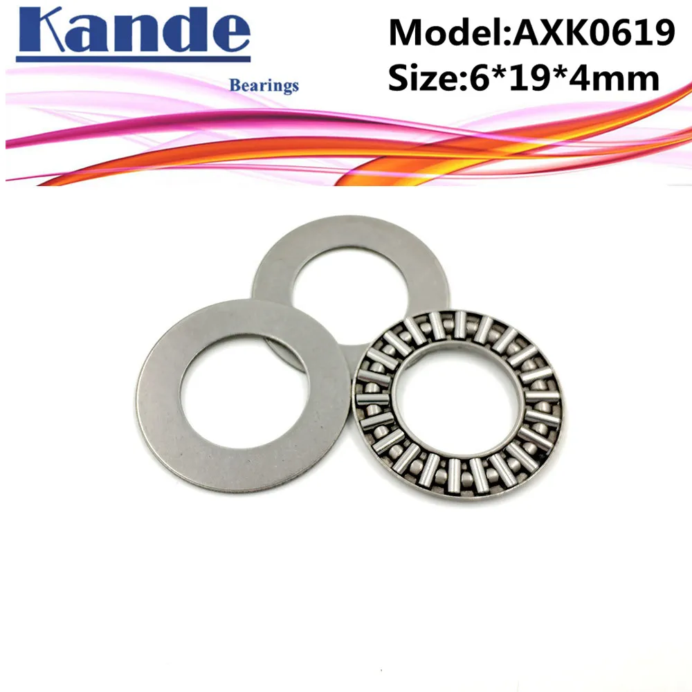 AXK0619 + 2AS  1PC Thrust Needle Roller Bearing With Two AS0619 Washers 6*19*4 mm  Plane Thrust Needle Roller Bearing