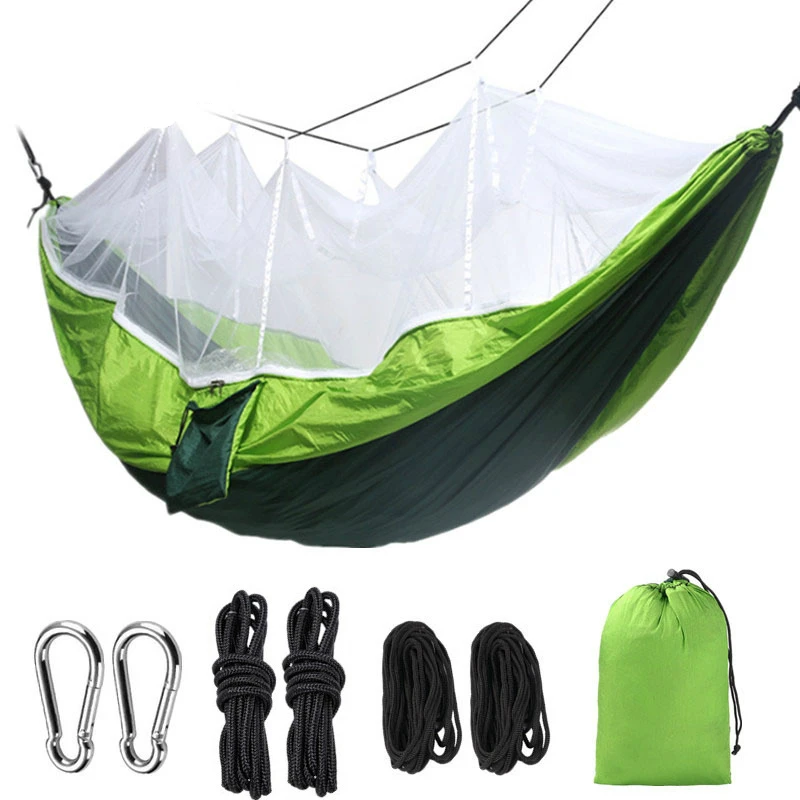 Person Outdoor Mosquito Net Single Parachute Hammock Camping Hanging Sleeping Bed Swing Portable Double Chair Hamac Army Green  