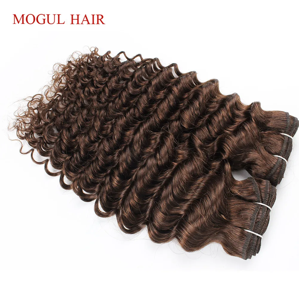 Cor 4 chocolate marrom onda profunda remy feixes de cabelo humano 10-24 polegada extensões tecer cabelo indiano qualidade mais recente longo mogul cabelo