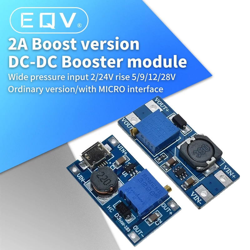 MT3608 2A DC-DC Step Up Converter Booster Power Supply Module MAX output 2V-24V to 5V 9V 12V 28V for arduino