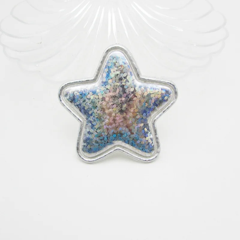 60 Stück/Los 4cm Glitzernde Laser-PU-Stern-Polsterpatches für Baby-Mädchen-Haaraccessoires, Applikationen für Bastelarbeiten, BB-Clips, Ornamente – Detail 3