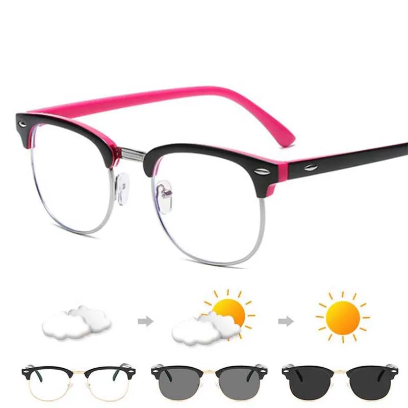 Hyperopia Diopter SPH 0 +0.5 +1 +1.5 +2 +2.5 +3 +3.5 +4 +4.5 +5 +5.5 +6.0 Half Metal Frame Photochromic Finished Reading Glasses