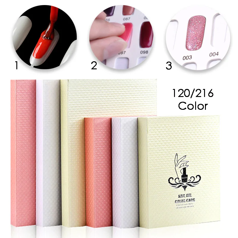 36/48/60/80/120/160/216 Colors Nail Display Book Nail Tips Gel Polish Display Chart Salon Tools with False Tips Showing Shelf