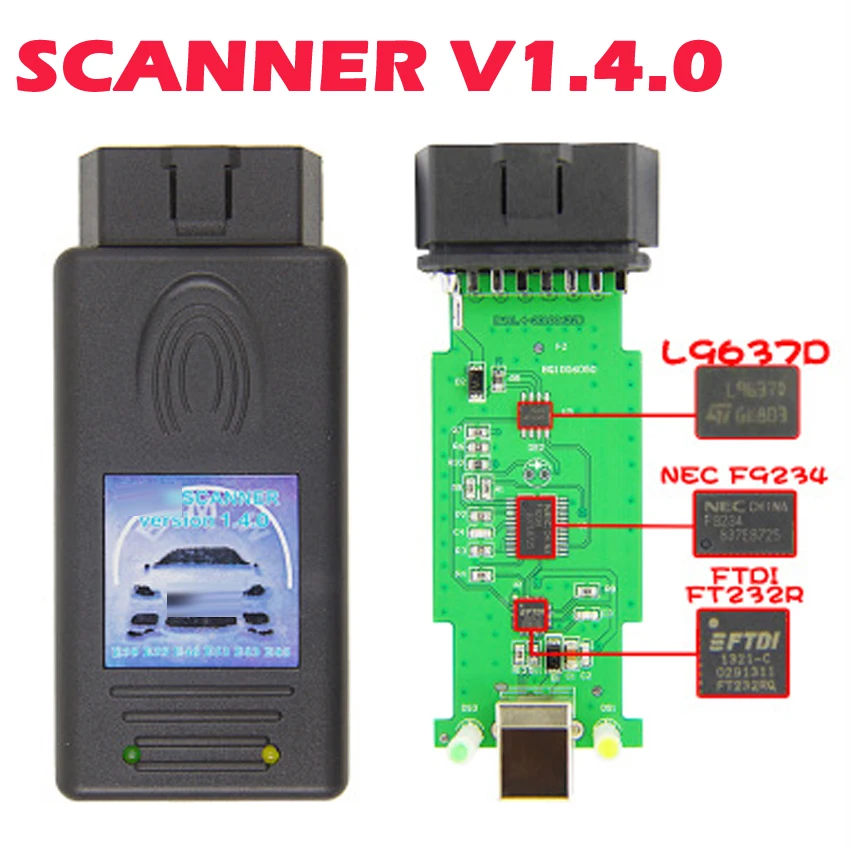 Unlock Version SCANNER 1.4.0 for BMW Diagnostic Scanner OBD2 Code Reader for BMW 1.4 USB Scanning Interface Program Memory