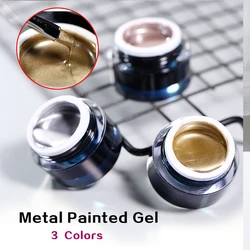 Vendeeni 10g Metallic Malerei Gel Polish Soak Off Gel Nagellack Blume Zeichnung Gold Silber Glitter UV Nagel Gel lack