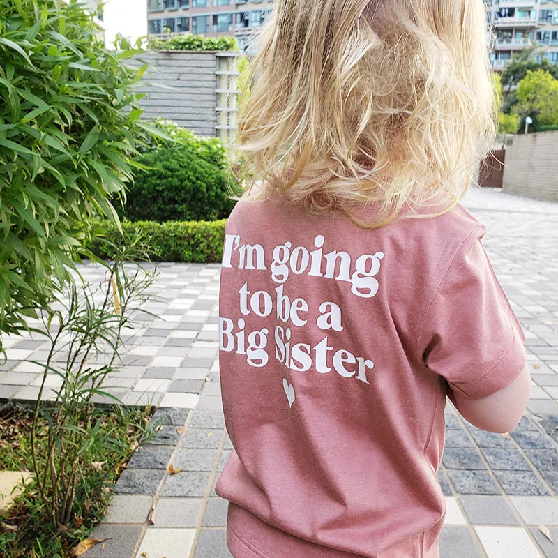 I\'m Going to be a Big Sister Funny Letter T-shirt For Kids Girls Short Sleeve 100% Cotton Tee Tops Toddler Baby Girl Summer