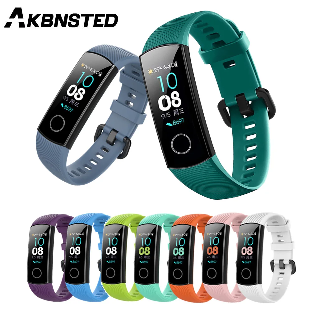 AKBNSTED For Huawei Honor Band 4 Smart Watch Soft Silicone Watch Strap For Huawei Honor Band 5 Replacement Colorful Wristband