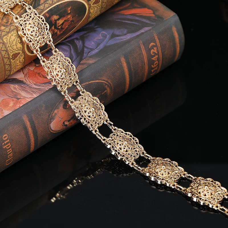 Algerijnse Vintage Design Caftan Riem Sieraden Hollow Carving Etnische Stijl Bruids Jurk Taille Chain Body Chain Sieraden