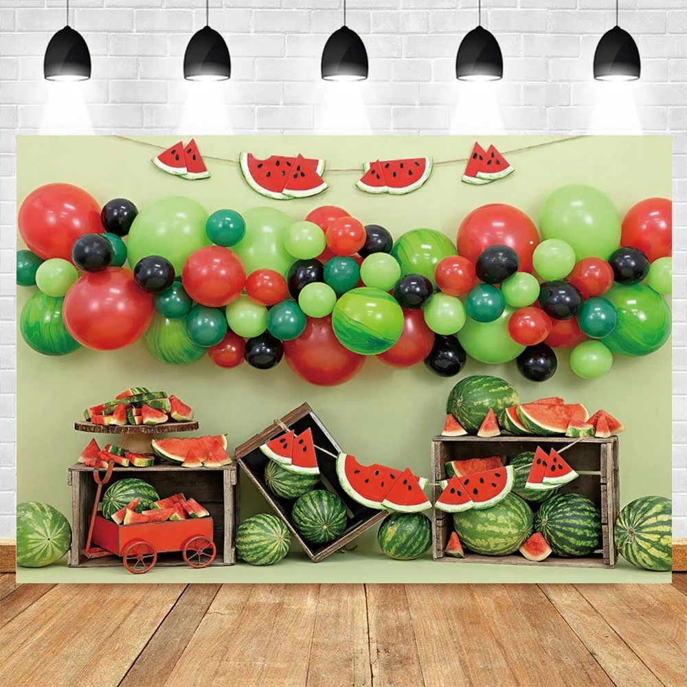 Summer Fruit Watermelon Photography Backdrops Baby Shower Birthday Party Banner Dessert Table Balloon Backgrounds Photo Studio