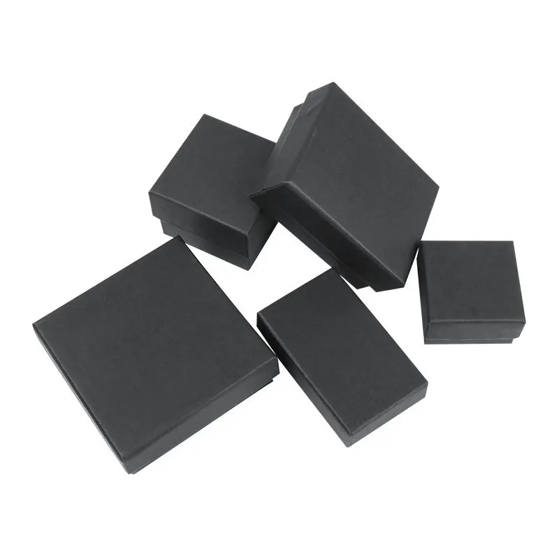 Quadratische, rechteckige Schmuck-Organizer-Box in verschiedenen Größen, Verlobungsring für Ohrringe, Halsketten, Armbänder, Geschenkbox, schwarze Papierbox – Detail 5