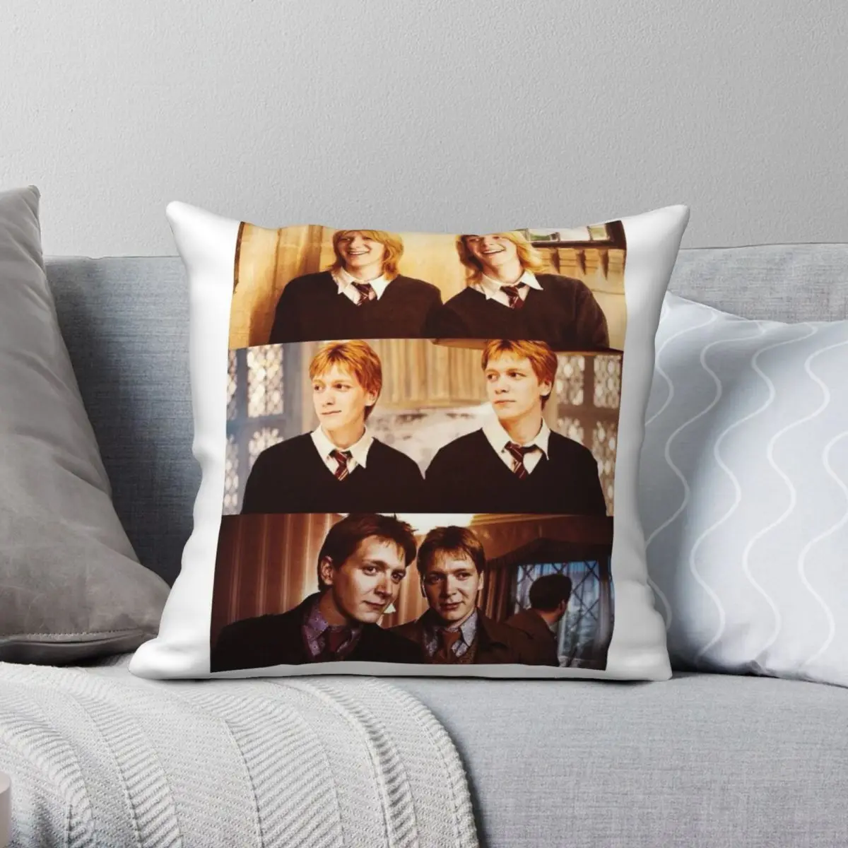 Fred And George Weasley Square Pillowcase Polyester Linen Velvet Pattern Zip Decor Home Cushion Case 45x45