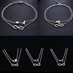 Personality Chain Bracelets Silver Color Geometric Infinity Symbol Capital Letter Charm Braclets Jewelry Gifts For Women,1 PC