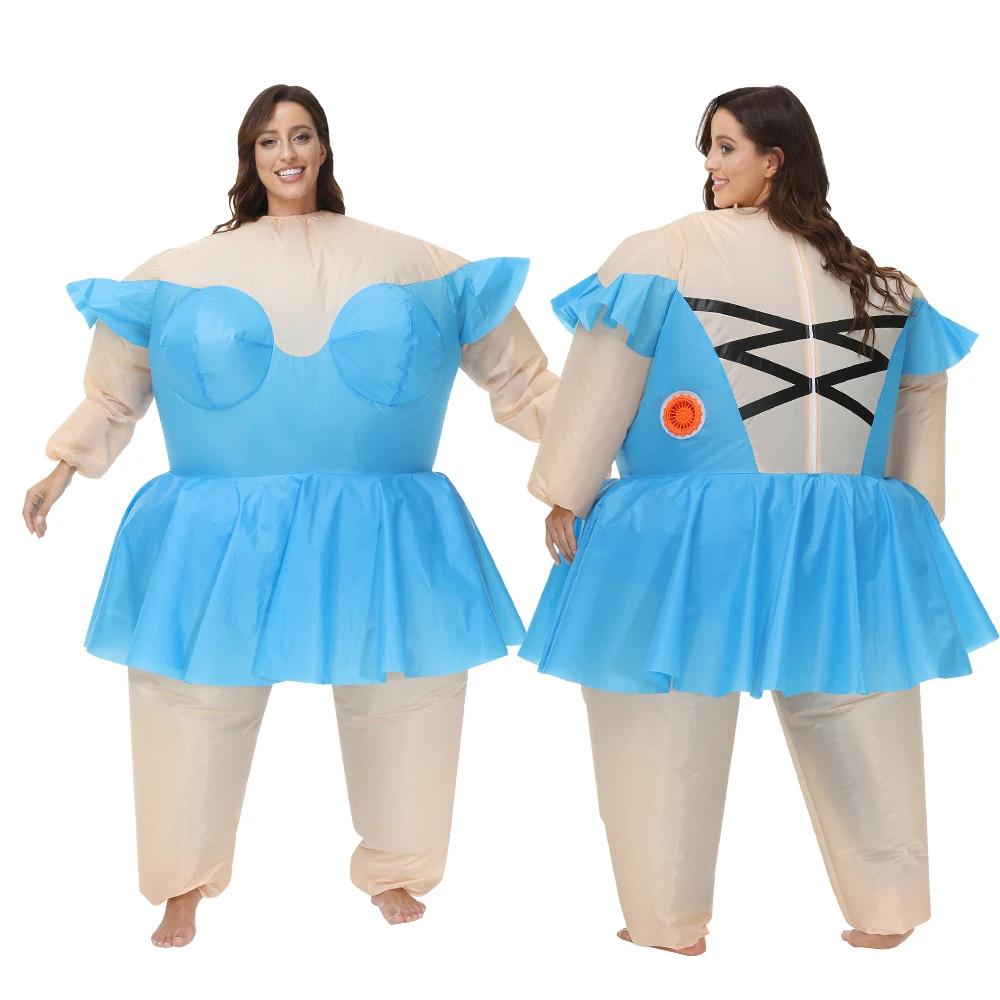 New Adult Cosplay Costumes Suits Women Blue Ballet Dance Inflatable Costumes Halloween Purim Party Funny Disfraz