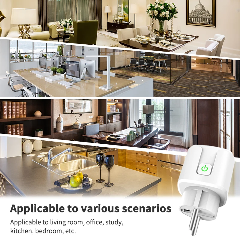 4/2/1pcs Smart Socket EU 20A Wireless Remote Plug Smart Timer Plug Voice Control Alexa Google Home Voice Control Tuya Smart Life