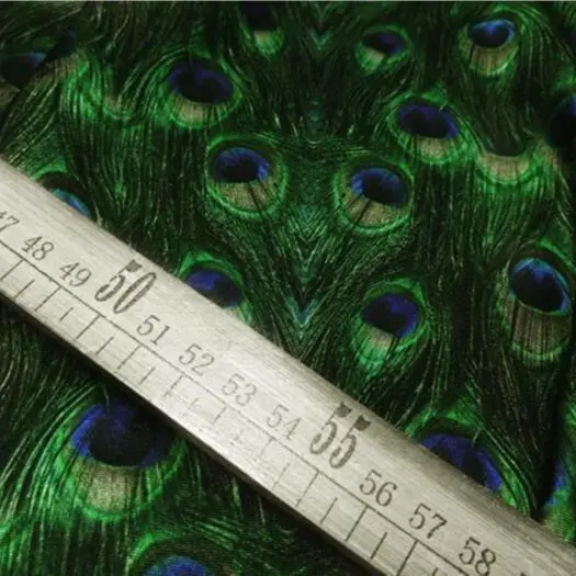 Good Swimwear Fabric Cotton/Spandex Knitted Peacock Fabric Stretch Green Peacock Feather Fabric DIY Sewing Tights Clothing