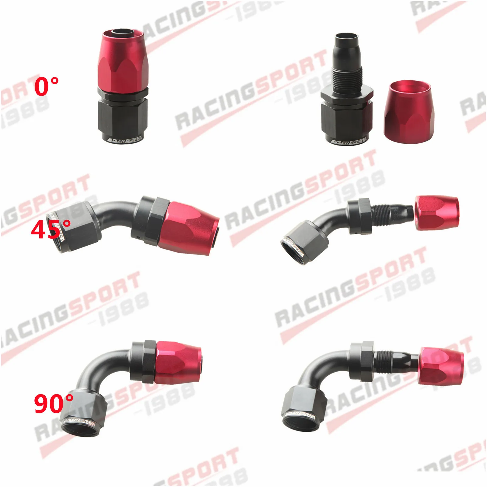 AN4/AN6/AN8/AN10/AN16/AN20 Straight 0°/45°/90°/180 Deg Aluminum Swivel Hose End Fitting Adapter Oil Fuel Line NPT PLUG Wholesale