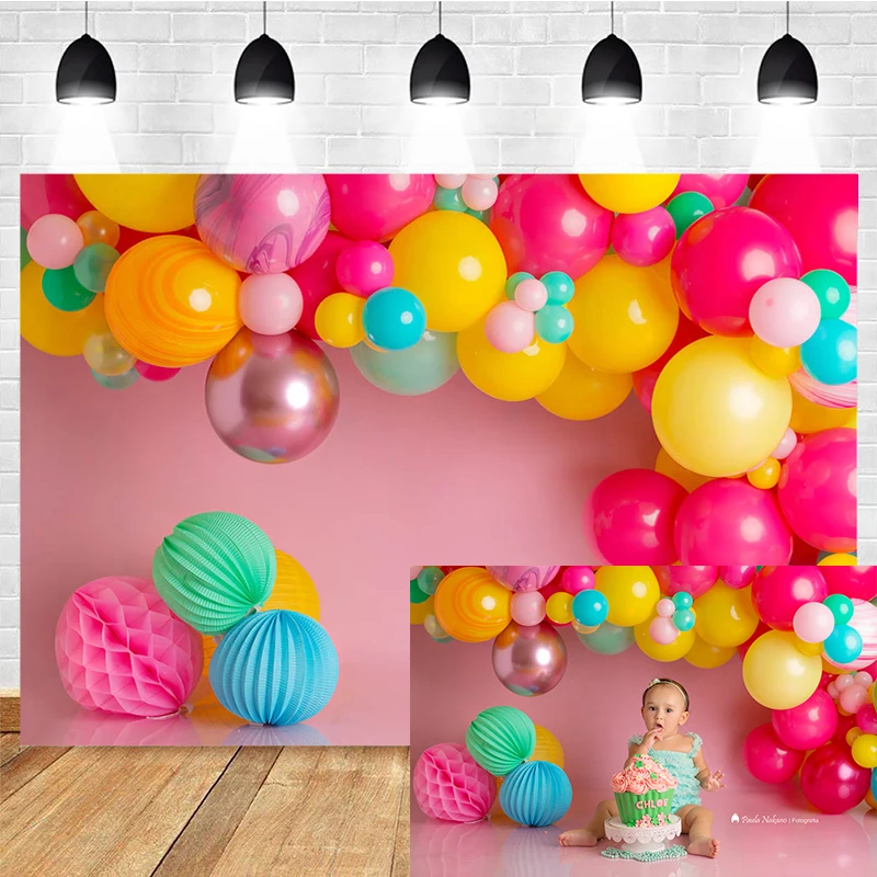 Mocsicka Children Birthday Cake Smash Backdrop Photocall Rainbow Balloons Newborn Portrait Background Photography Photo Studio