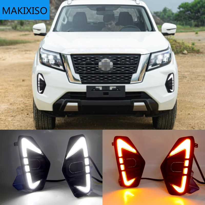 

1Pair Car light For Nissan Navara NP300 2020 2021 LED Daytime Running Light DRL with Yellow Signal