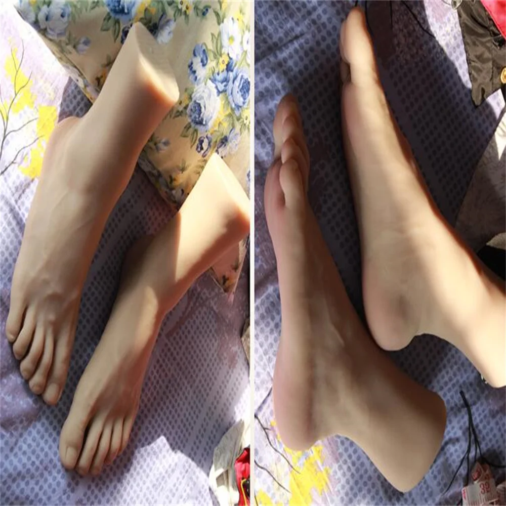 Real Male Foot Mannequin for Photography, Body Blood Vest, Silk Stockings, Jewelry Model, Soft Silica Gel, C749, 44Yard, 1Pc