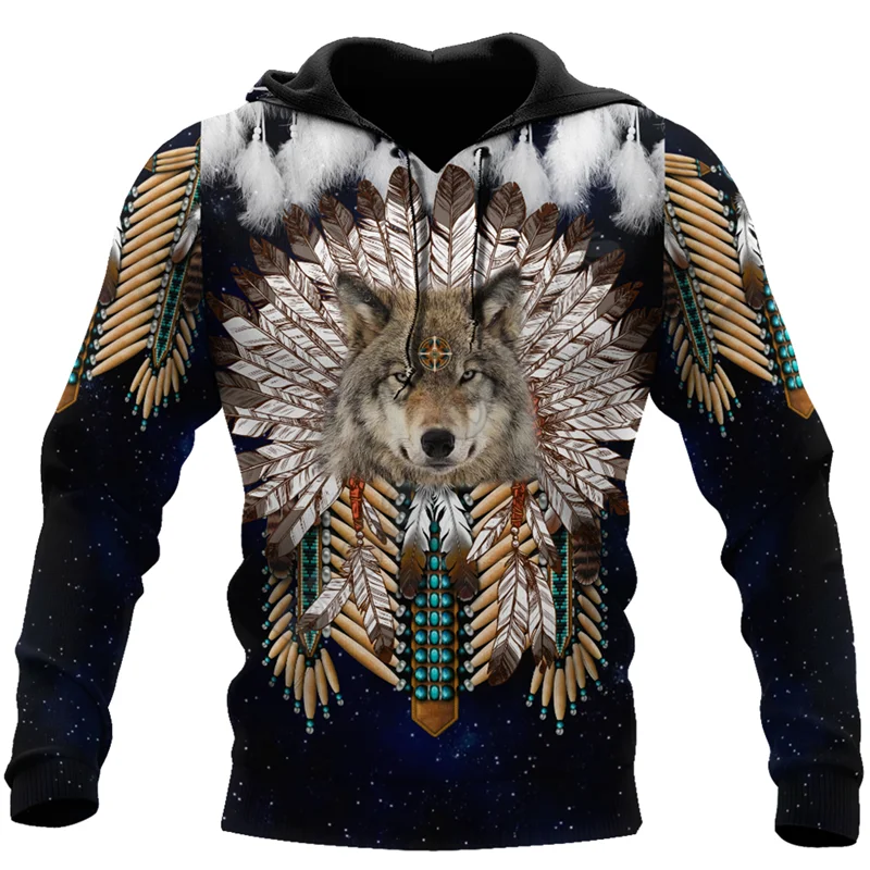 

Premium Native Culture Wolf 3D Printed Unisex Sweatshirt zipper hoodies women For men Pullover streetwear Cosplay costumes 02