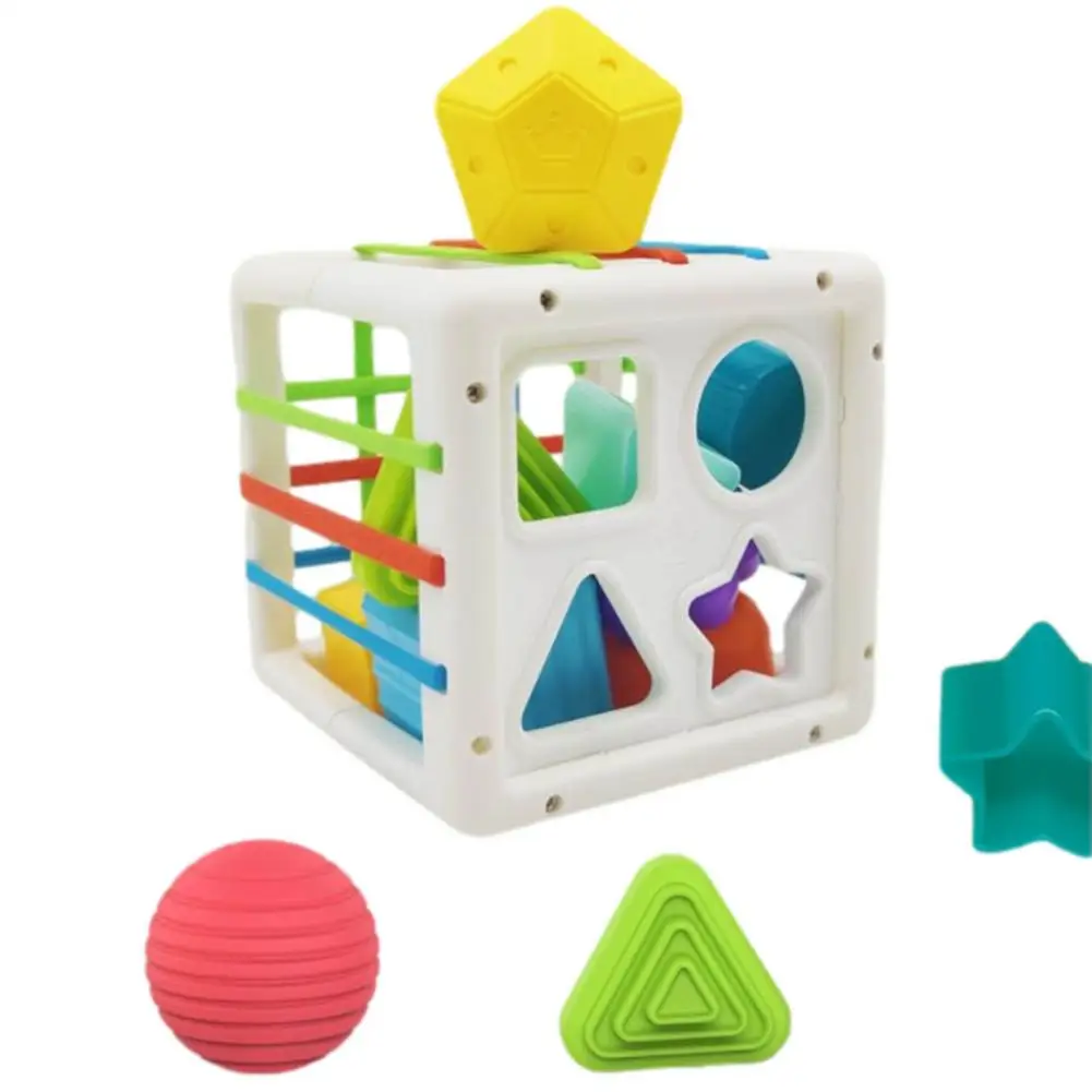 เด็ก Sensory Bin การเรียงลำดับของเล่น-Baby Shape Sorter ของเล่นที่มีสีสัน Cube และ10 Pcs Multi Sensory รูปร่าง-Early การพัฒนากิจกรรม