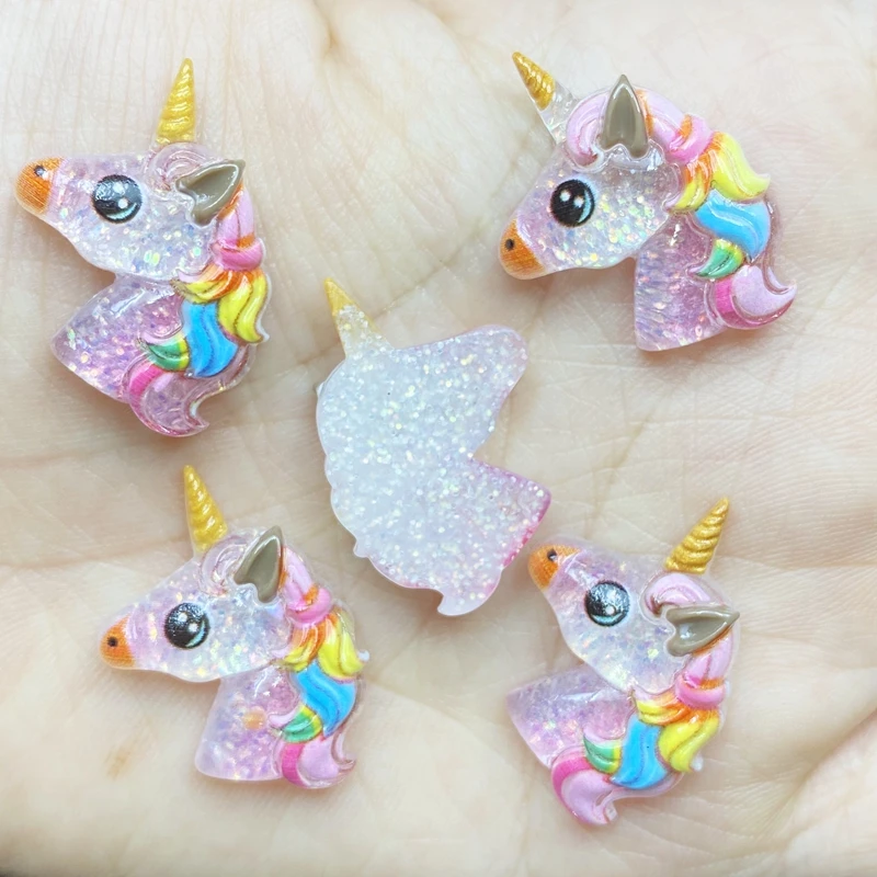 10pcs Unique Cute Unicorn head Flat Back Figurine DIY Wedding Scrapbook Decor Home Craft C01