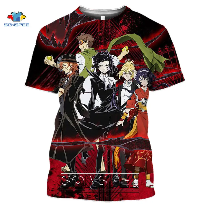 Cosplay Bungou Stray Dogs Shirt 3D Print Detective Suicide Comics Tshirts Oversized Men's T-shirts Graphic Women Gym Clothing image 2