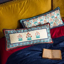 Oblong-Luxury Rectangle Velvet Throw Pillow Case for Couch, Cushion Cover, Lumbar Pillow Case, Home and Office, Blue, 30x70cm