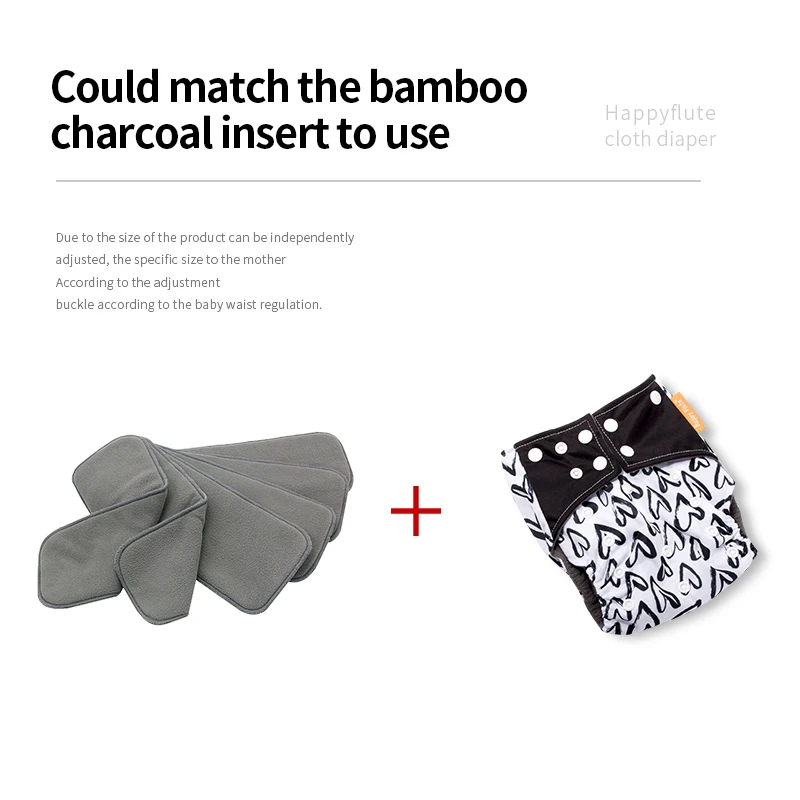 HappyFlute Elastic Inserts 2Layers Bamboo Charcoal+3Layers Microfiber Insert Diaper liner Use With Baby Nappy