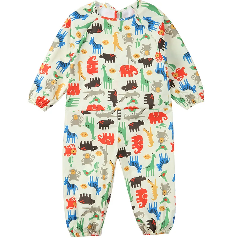 BaBy Art Aprons Kids Painting Shirt Paint Overalls Portable Long Sleeve Kids Children Smock Waterproof Painting Jumpsuit Boys