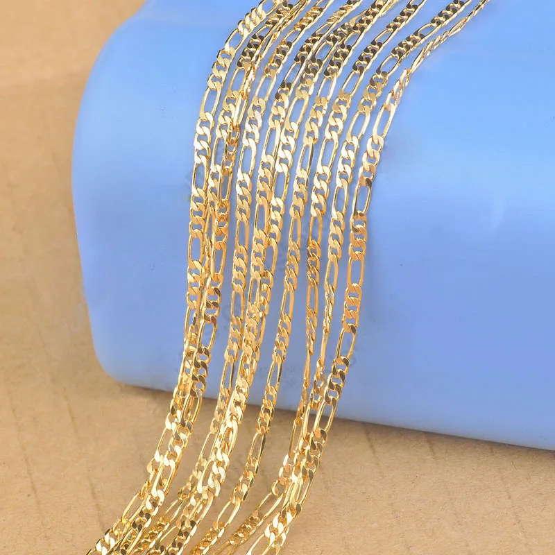 

New Trendy 18 Inch Heavy Real Yellow Gold Color Filled Figaro Necklace Chains Gold Necklace Men's Long Necklace Fast Shipping