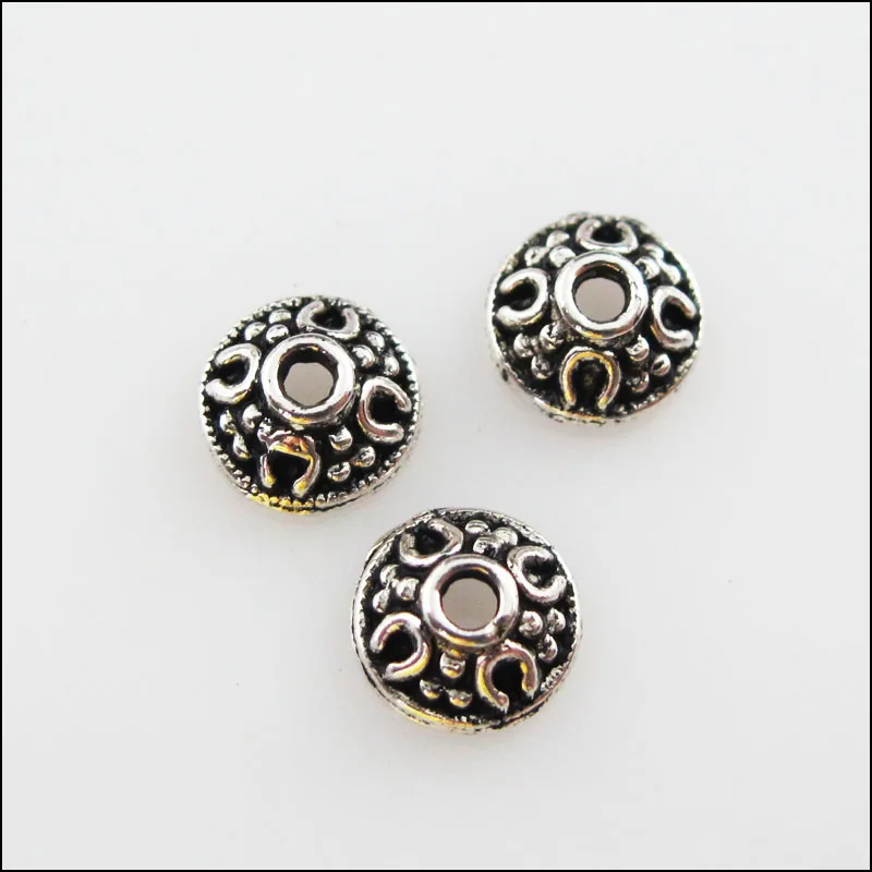 

200 New Charms Tibetan Silver Tone Tiny Flower End Bead Caps 6mm