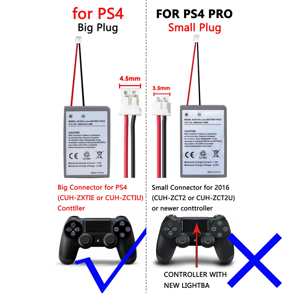 Аккумулятор на 2000 мА · ч для Sony Playstation PS4 Dualshock 4, беспроводной контроллер