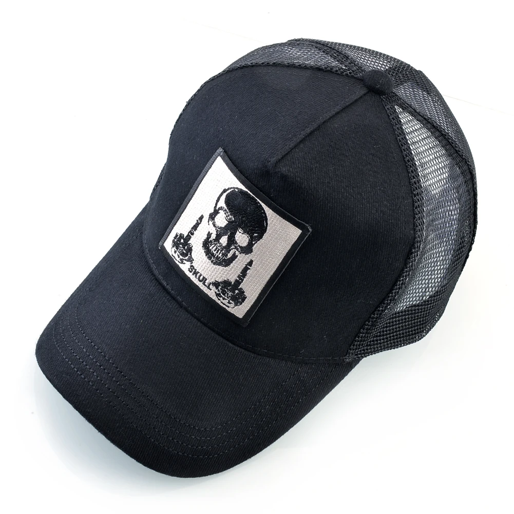 Boné de beisebol bordado com remendo do crânio para homens e mulheres, snapback, hip hop, camionista, viseira respirável, chapéus para ossos, 4