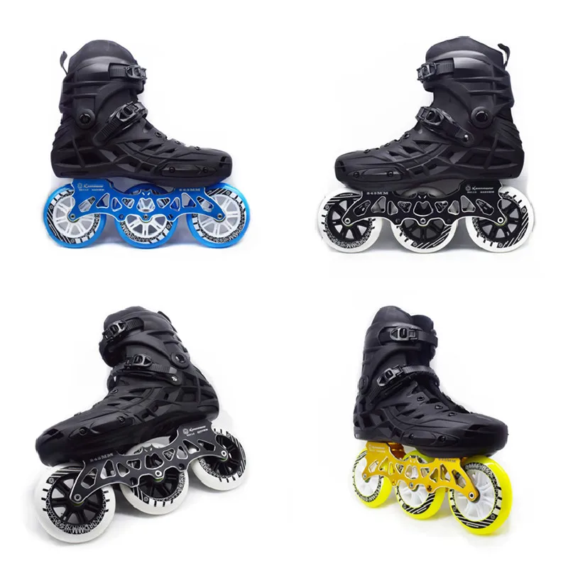 

3X110mm adults inline speed skates for 110mm max wheel racing skating shoes with ILQ-9 Bearing CNC alloy 7075 skate frame base