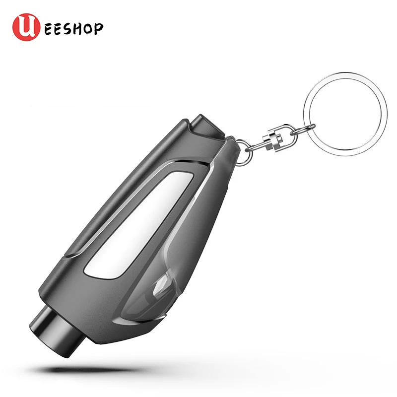 Upgrade 1pcs Portable Car Safety Hammer Spring Type Escape Hammer Window Breaker Punch Seat Belt Cutter Hammer Key Chain Marteau