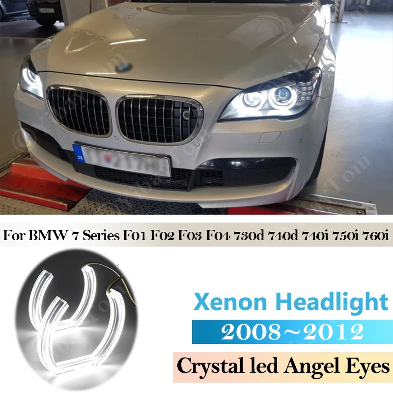 

For BMW 7 Series F01 F02 F03 F04 730d 740d 740i 750i 760i 2008- 2012 headlights Halo Rings Light Kits DTM Crystal LED Angel Eyes