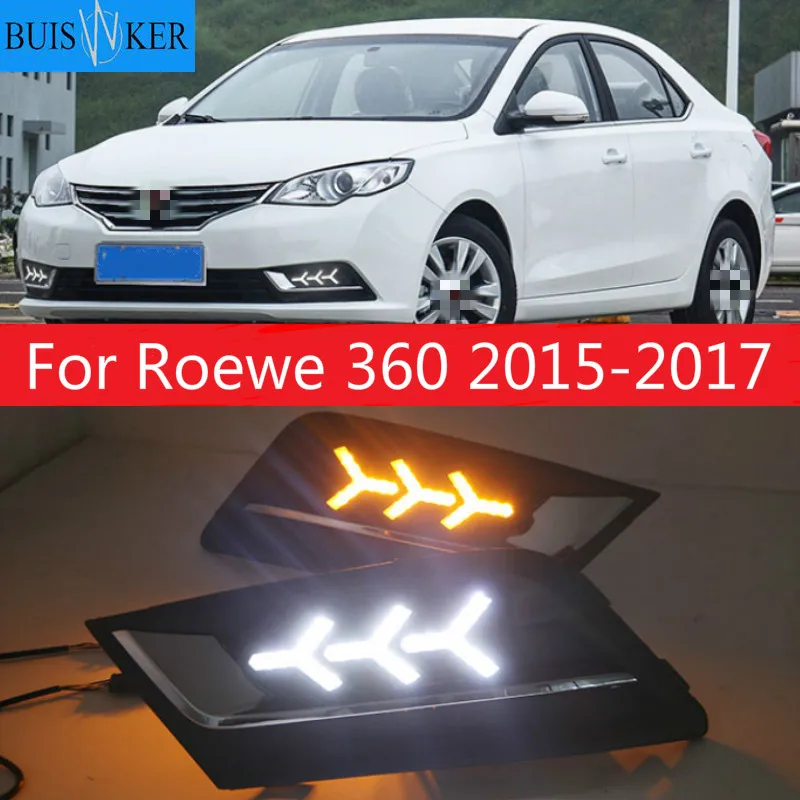 

For Roewe 360 2015-2017 Daytime running lights LED DRL Fog lamp driving lights with Yellow Turn Signal Function