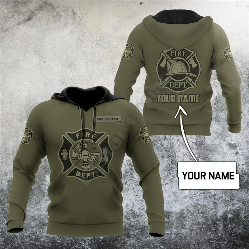 Customize Name Firefighter hoodies 3D Printed Zipper Hoodies/Sweatshirts women for men Halloween cosplay costumes 06