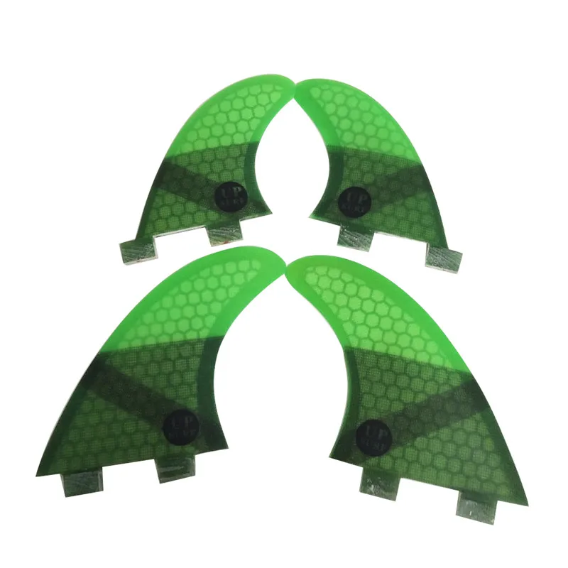 Surf Double Tabs Fins UK2.1 Honeycomb Fibre Surfboard Fin 4 Pieces in Per Set Quilhas0 pranchas de Green Colors Available